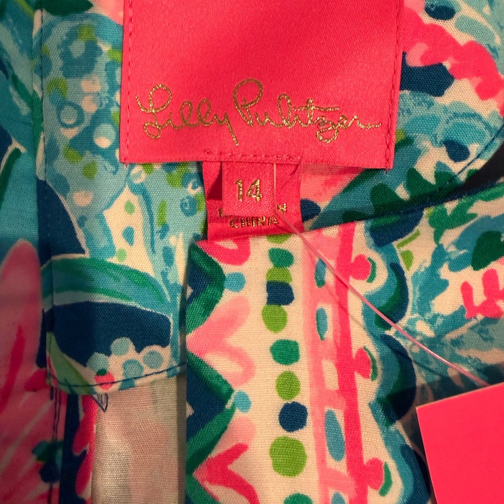 Lilly Pulitzer Pink, Teal & Green Tropical Shift Dress - Picture 4 of 7